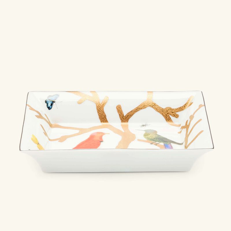 bernardaud aux oiseaux ashtray rectangular gold