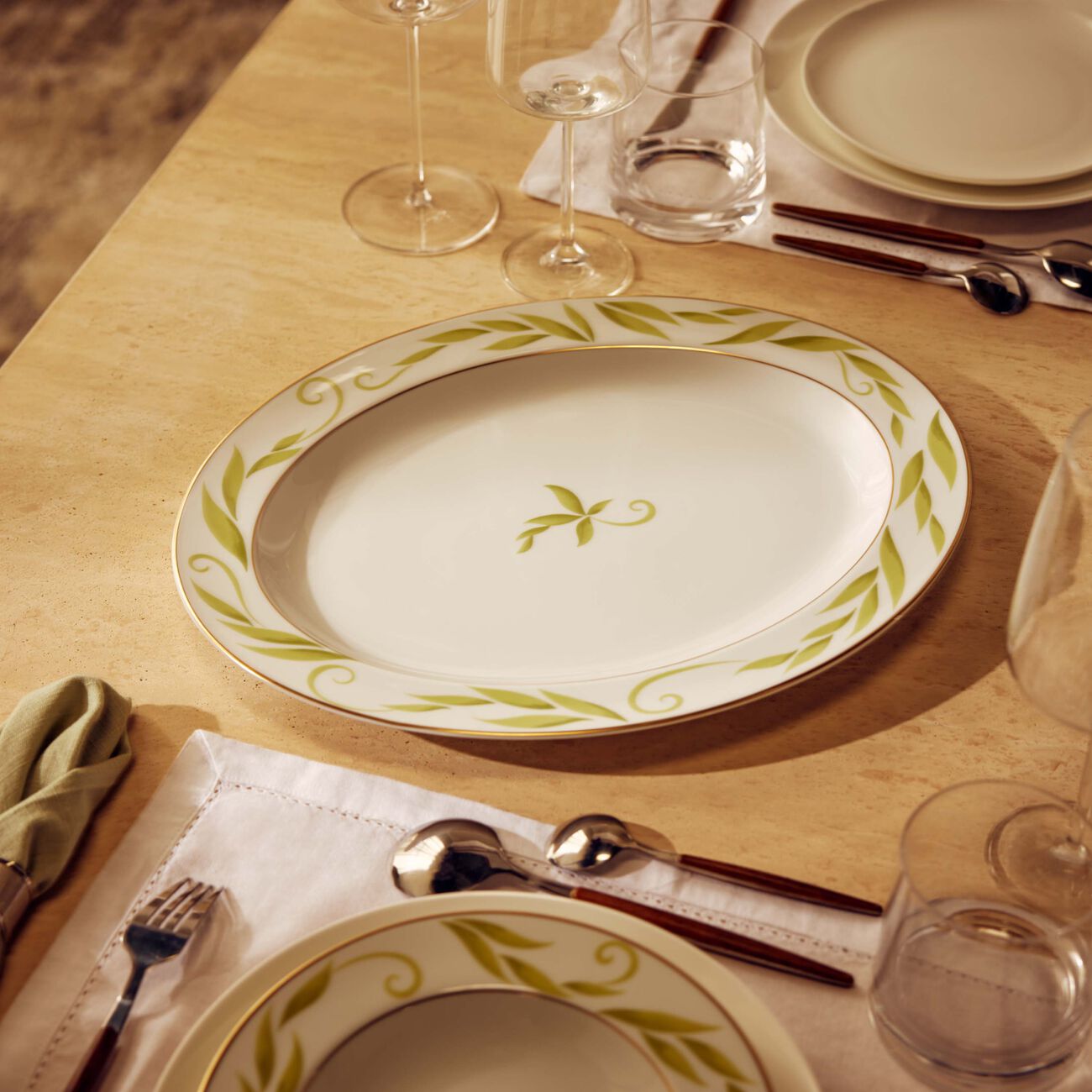 Frivole Serving Platter Oval Green 38cm bernardaud frivole serving platter oval green 38cm