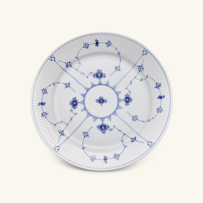 royal copenhagen blue fluted plain dinner plate round white 27cm