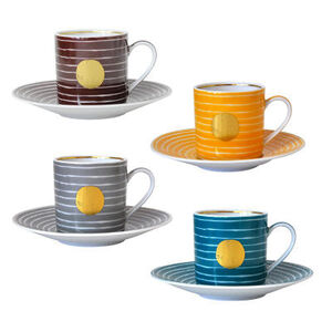 Aboro Gift Box Set Of 4 Assorted Espresso Cups And Saucers, medium