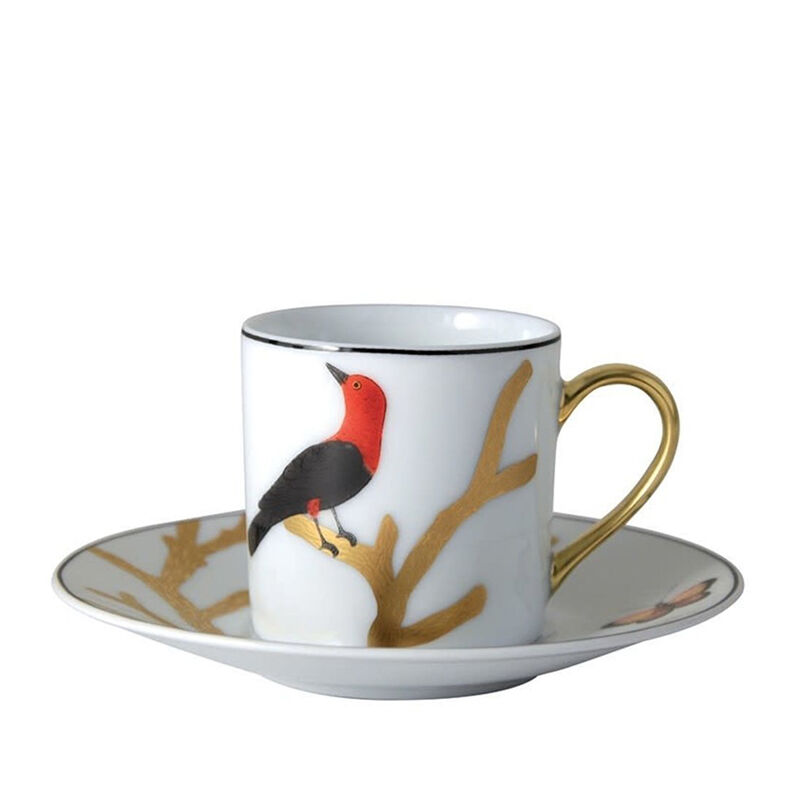 مجموعة من 4 فناجين و صحون قهوة بتصميم الطيور, large