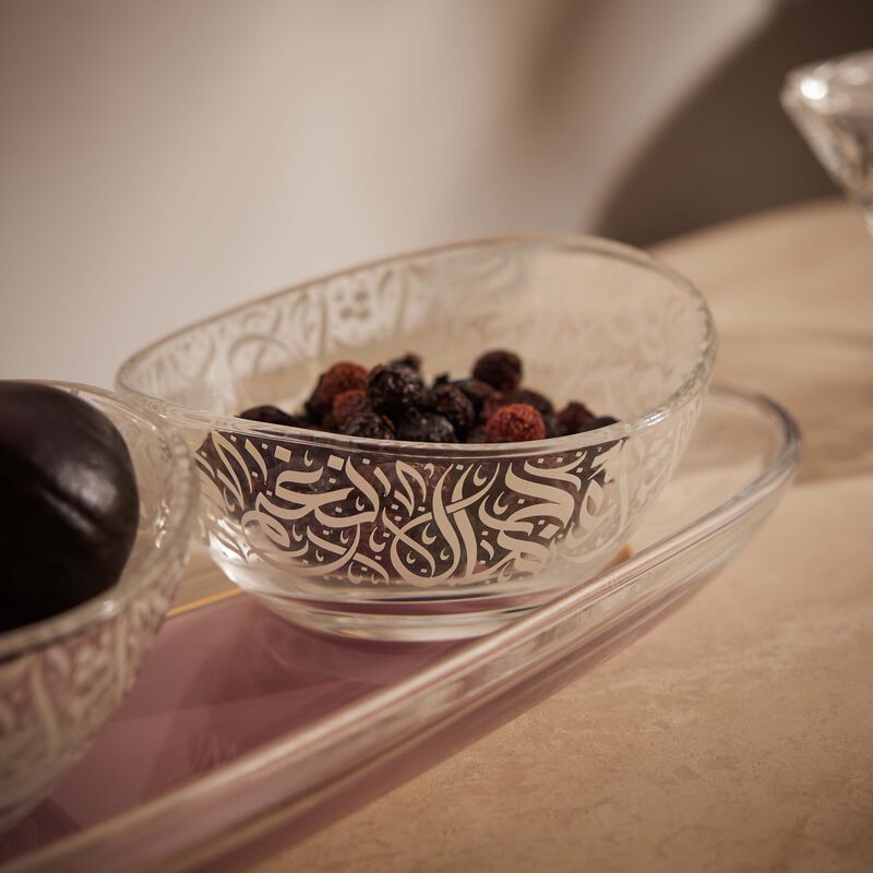 Nagham Serving Platter & Bowls Pink Set of 3 dimlaj nagham serving platter bowls pink set of 3
