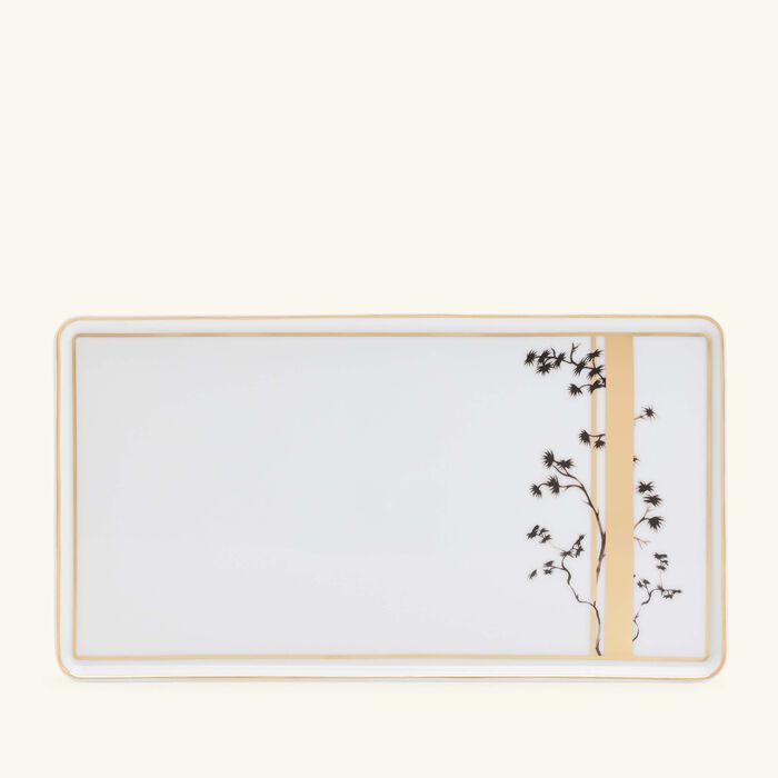 بينتو باريس طبق كيوتو مستطيل بنقشة شريط بحجم كبير باللون الذهبي