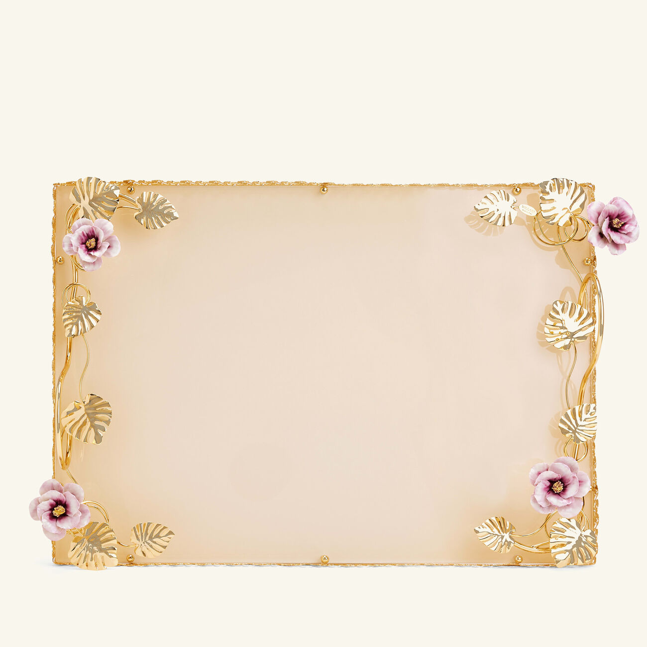 villari hibiscus tea tray rectangular gold