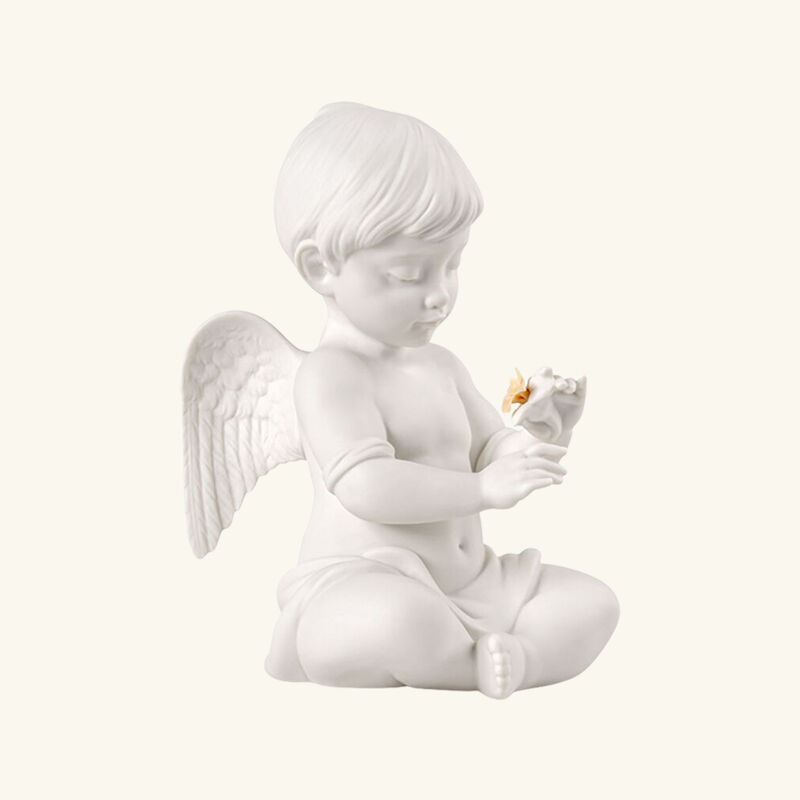 Angel With Flower Sculpture Small White lladro angel with flower sculpture small white