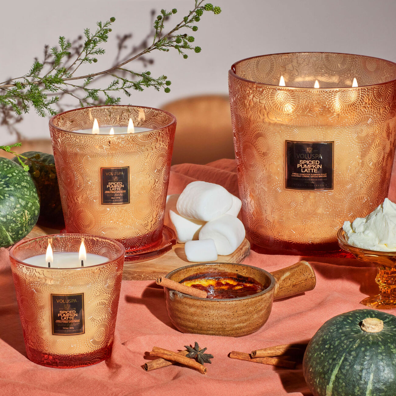 voluspa spiced pumpkin latte 3 wick hearth candle