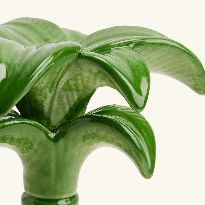 les ottomans palm trees candle holder medium green