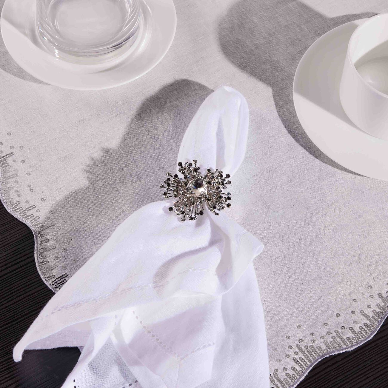 Gem Burst Napkin Ring Silver Set Of 4 kim seybert gem burst napkin ring silver set of 4