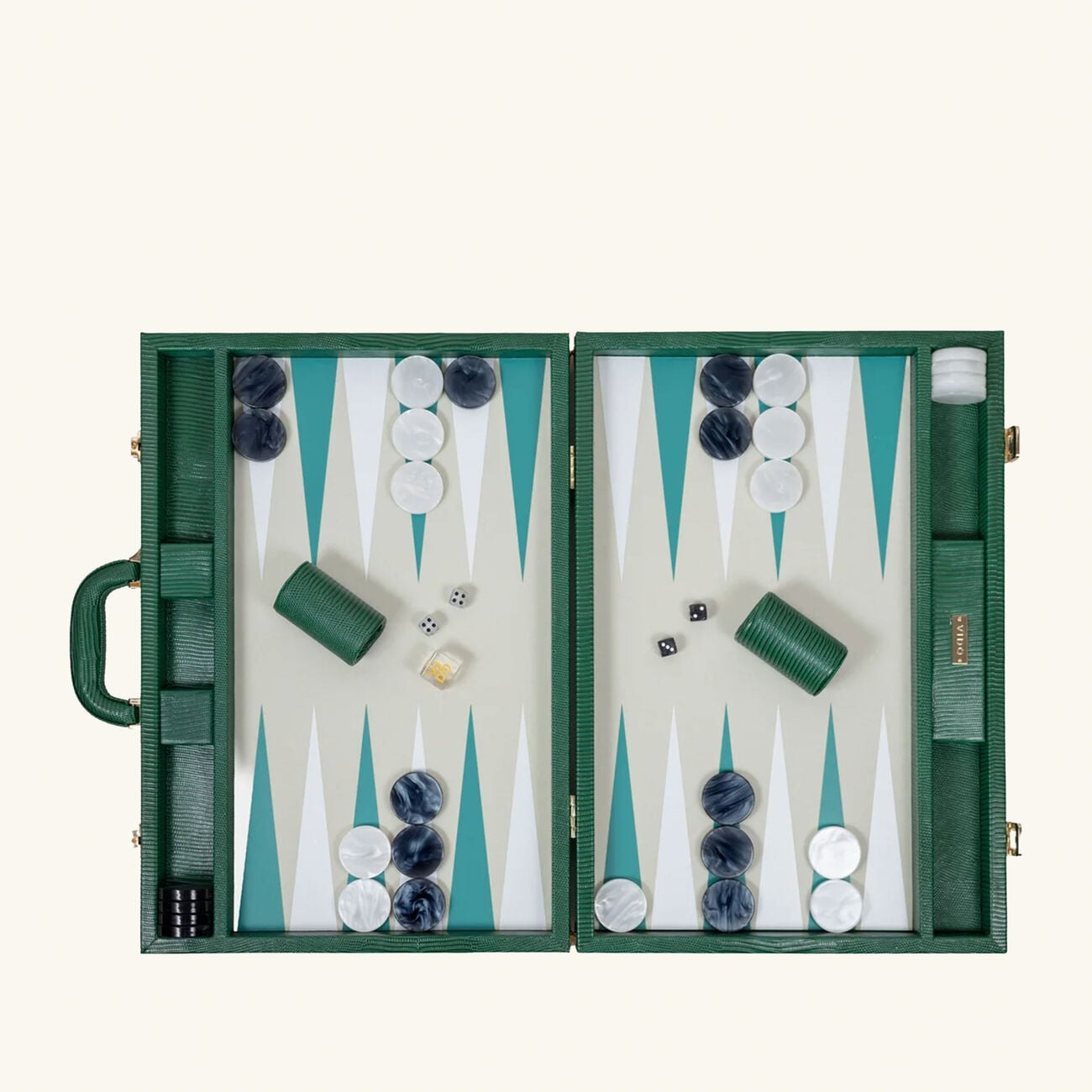 Bottle Green Lizard Backgammon Set vido bottle green lizard backgammon set