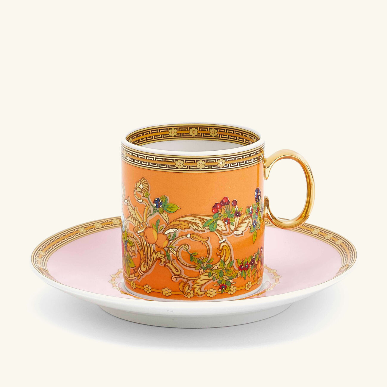 le jardin de versace coffee cup   saucer orange