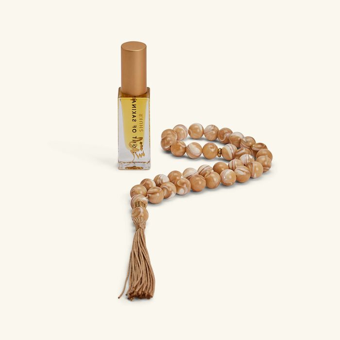 لايت اوف سكينة طقم شكر كاراميل شيل من عطر ومسبحة