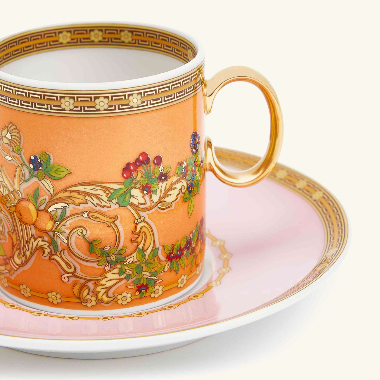 le jardin de versace coffee cup   saucer orange