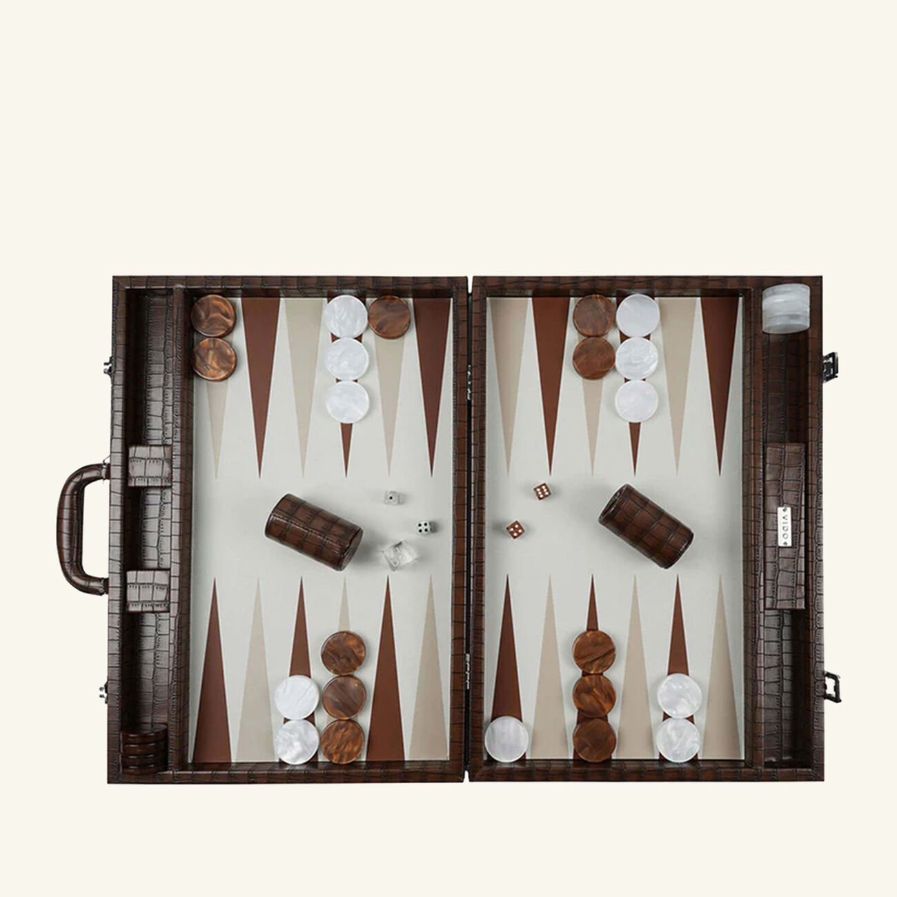 Patinated Crocodile Backgammon Set vido patinated crocodile backgammon set