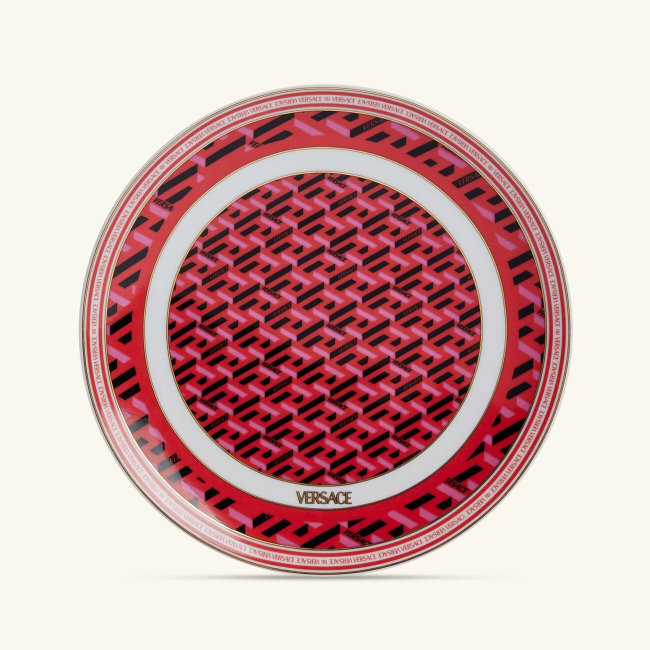 versace la greca signature bread   butter plate round red 16cm