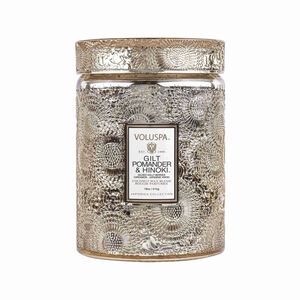Gilt Pomander & Hinoki Large Jar Candle With Glass Lid, medium