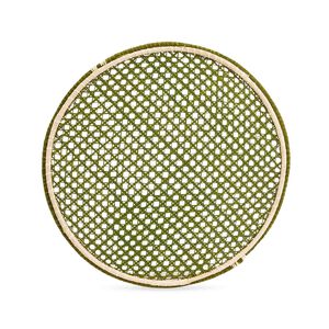 Green Embroidered Wicker Placemat, medium