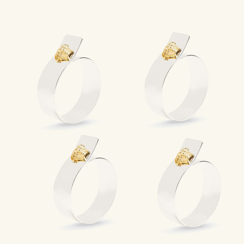 فيرساتشي طقم حلقات مناديل المائدة ميدوزا من 4 قطع مطلي بالفضة