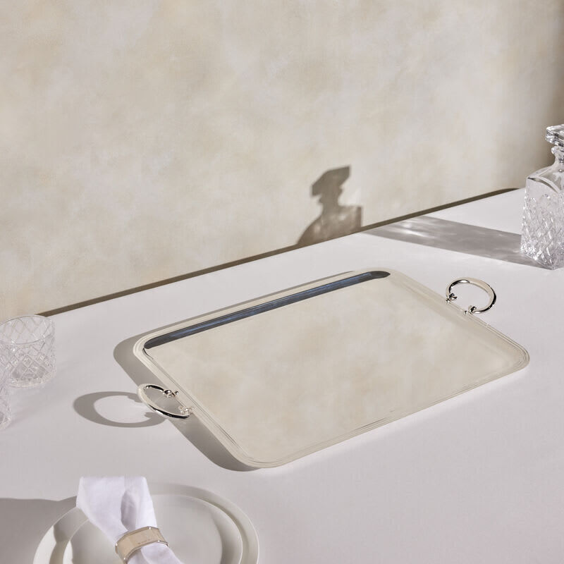 كريستوفل صينية آلبي مستطيلة كبيرة باللون الفضي