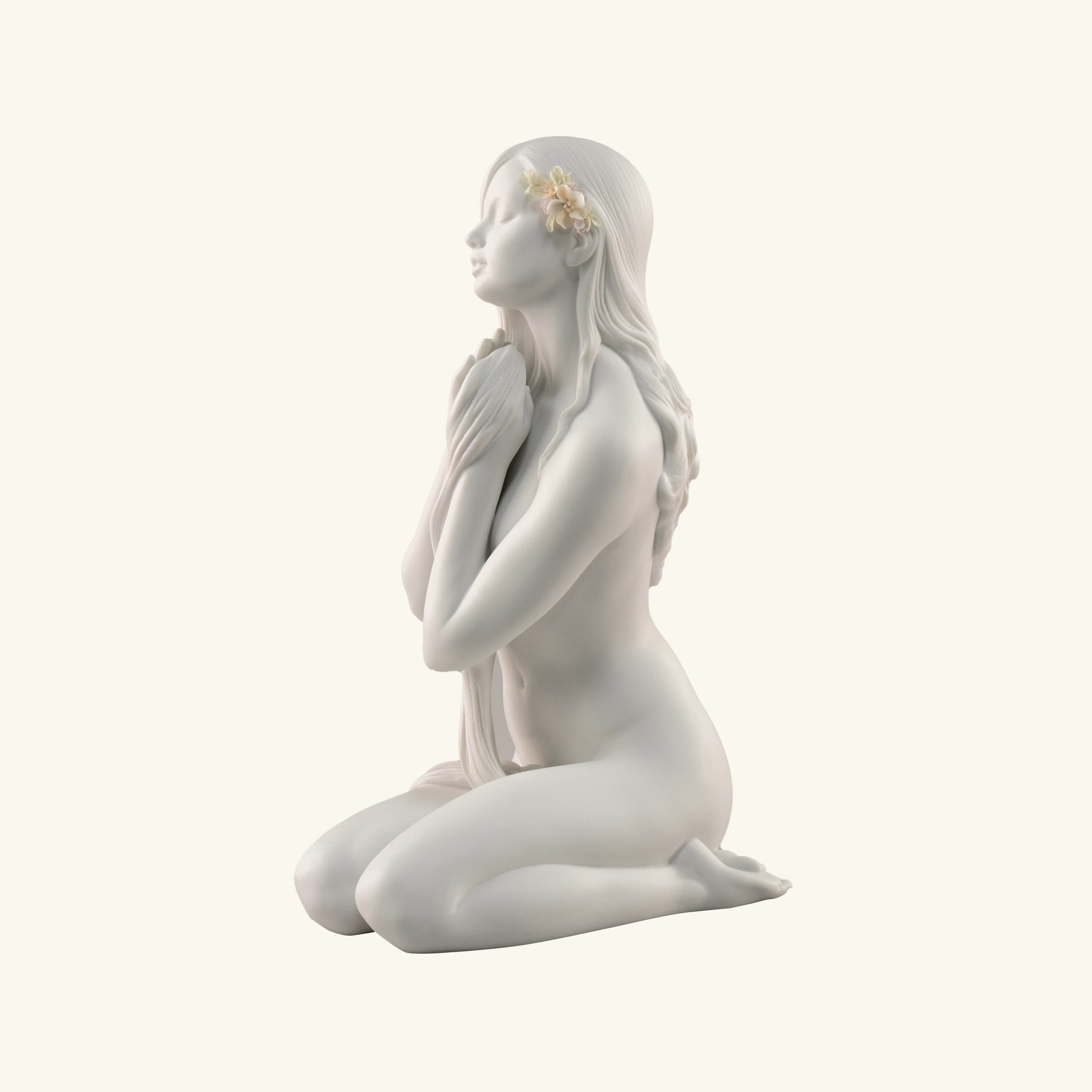 Lladro Inner Peace Woman Sculpture Medium White | Tanagra UAE