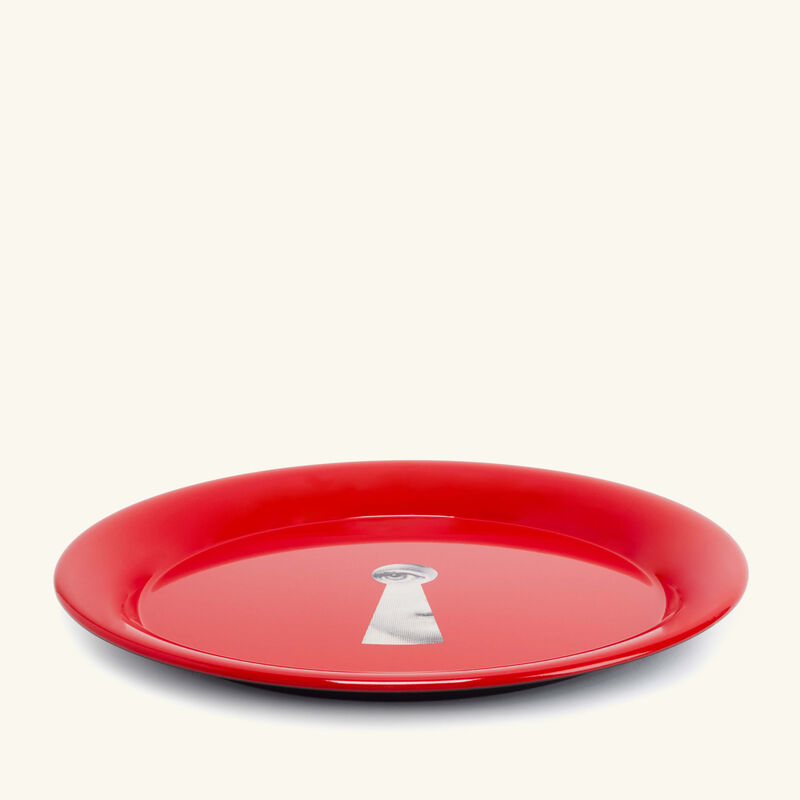 fornasetti serratura tray round large red limited edition