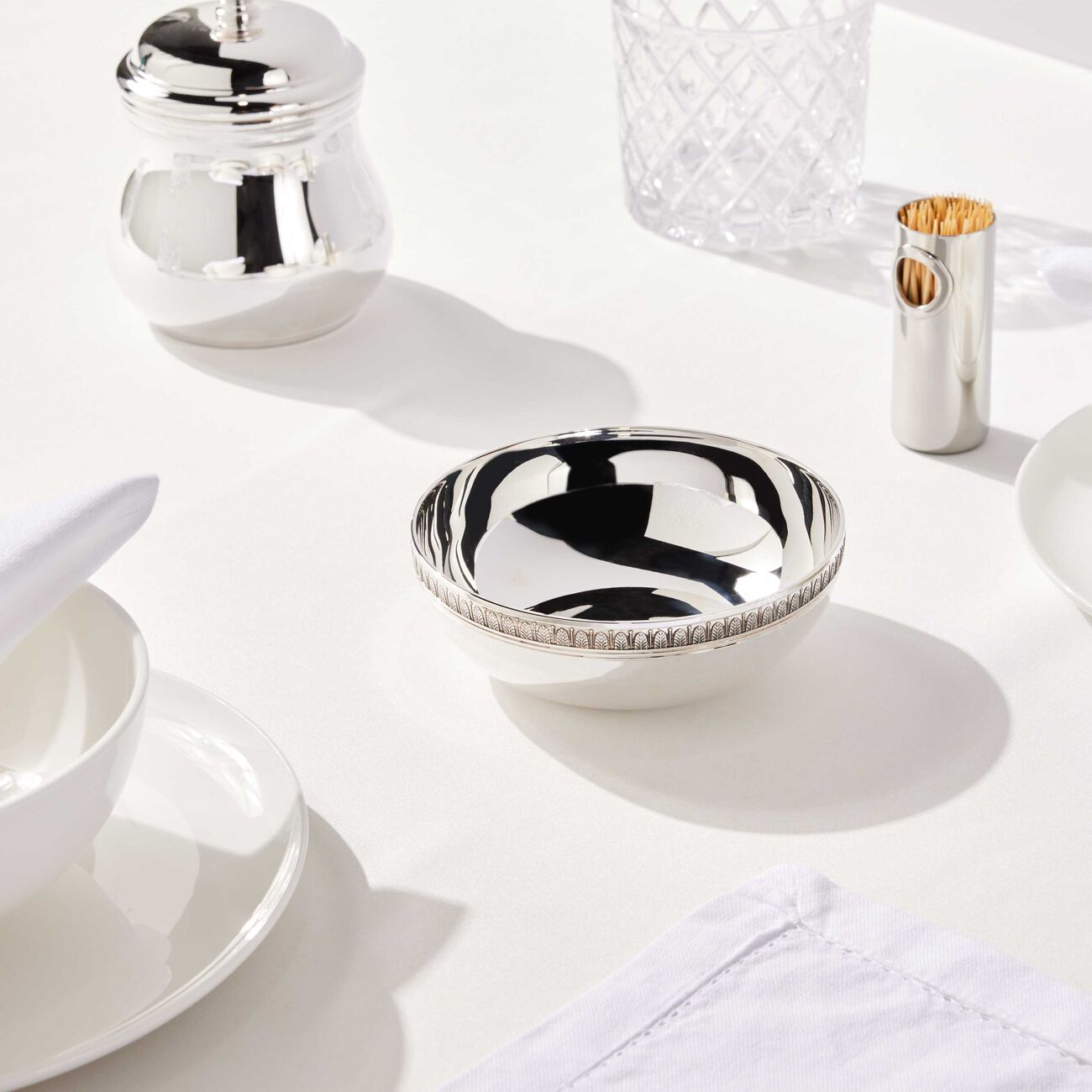 christofle malmaison serving bowl round silver plated