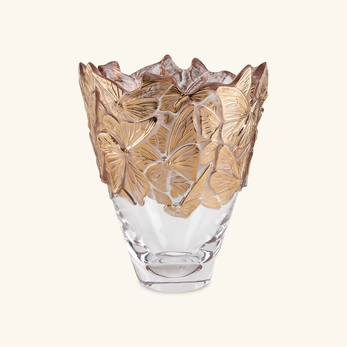 lalique papillons vase large gold   limited edition 90 pieces