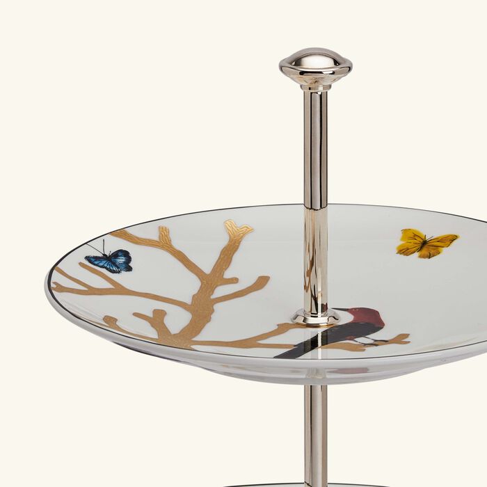 bernardaud aux oiseaux cake stand 3 tier gold