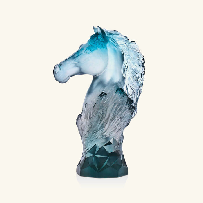 daum cavalcade chess knight sculpture blue limited edition