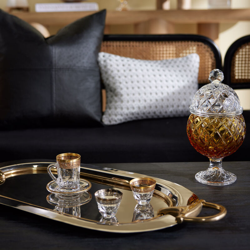 ماريو تشيوني فنجان شاي مع صحنه باللون الشفاف