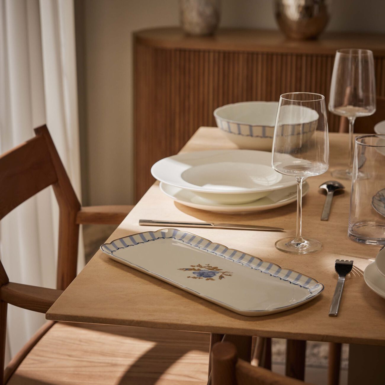 bernardaud brocante serving platter rectangular blue 38cm