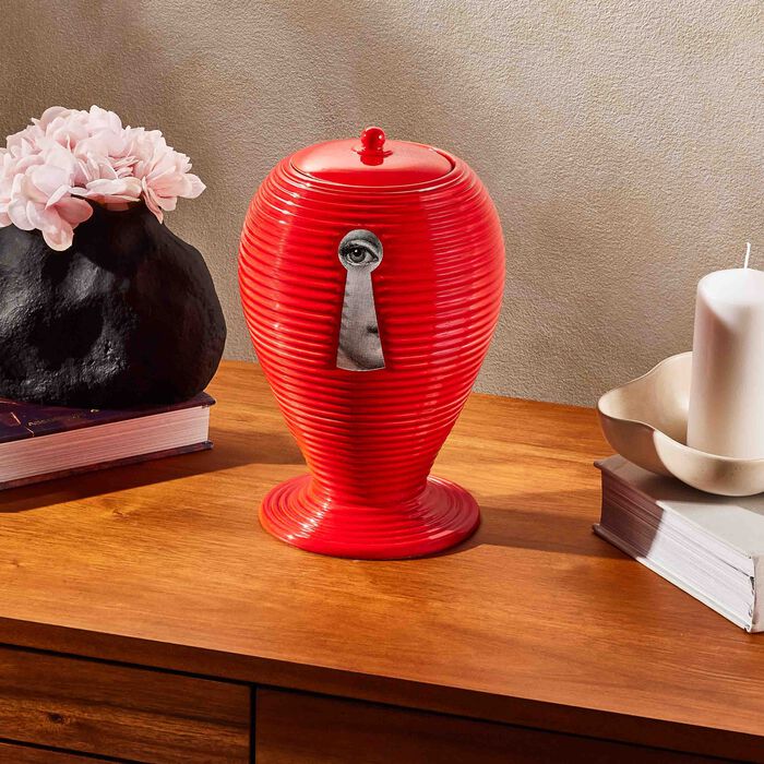 Rigato Serratura Vase Medium Red fornasetti rigato serratura vase medium red