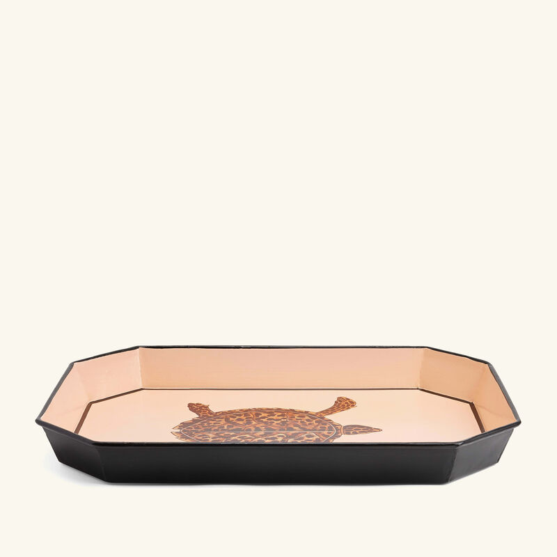 لي أوتومان صينية الضيافة فاونا على شكل مثمّن متوسطة وردي اللون