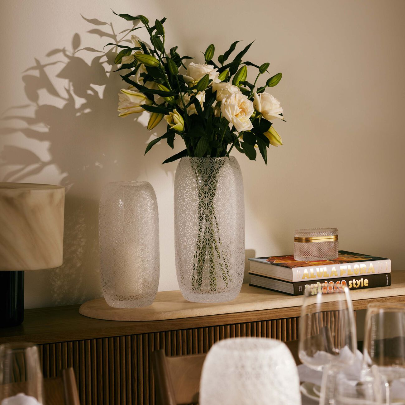 ruckl odette vase round medium clear