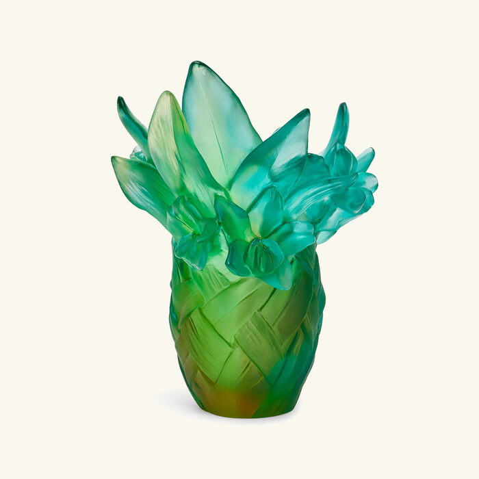 daum tressage vase small green