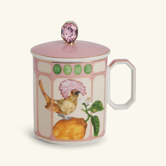 rosenthal idyllia mug with lid flycatcher pink