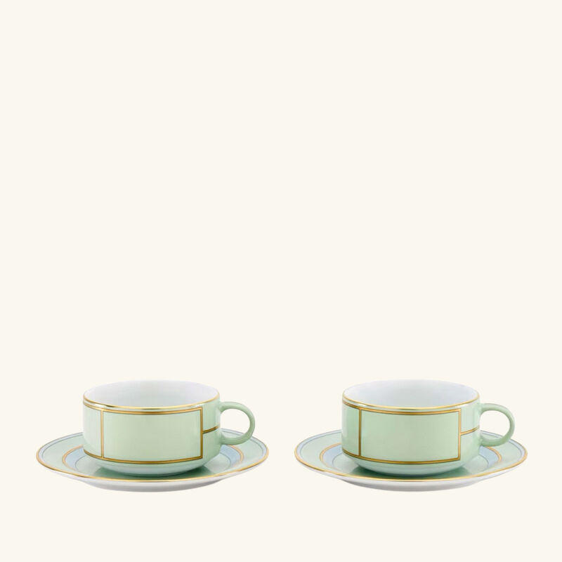 Diva Tea Cup & Saucer Green Set of 2 ginori 1735 diva tea cup saucer green set of 2