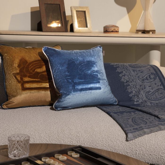 etro pegaso embroided cushion blue