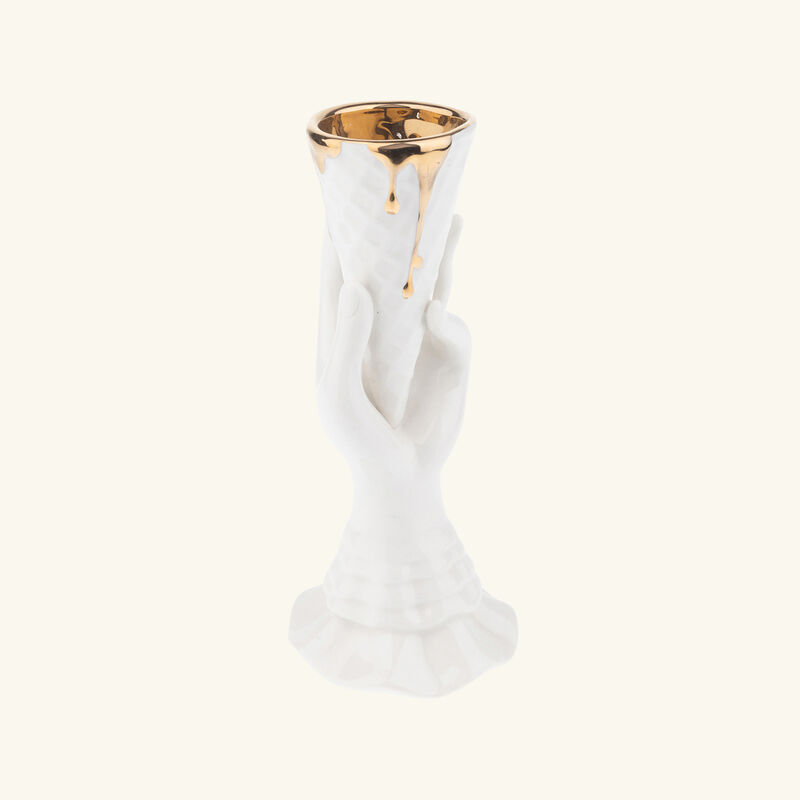 Gilded I-Scream Vase Small White jonathan adler gilded i scream vase small white