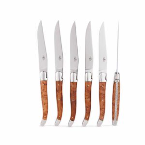 Set of 6 - Thuya Handle Table Knives, medium