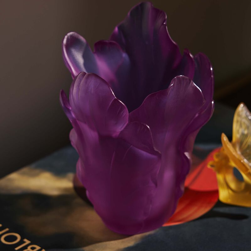 daum tulip vase small pink