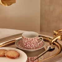 bernardaud collection braqueni  tea cup   saucer red set of 2