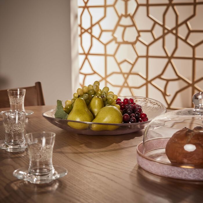 دملاج طبق نغم الدائري الكبير للضيافة بتصميم شفاف   40 سم