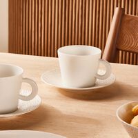 Ecume Tea Cup & Saucer White Set Of 2 bernardaud ecume tea cup saucer white set of 2