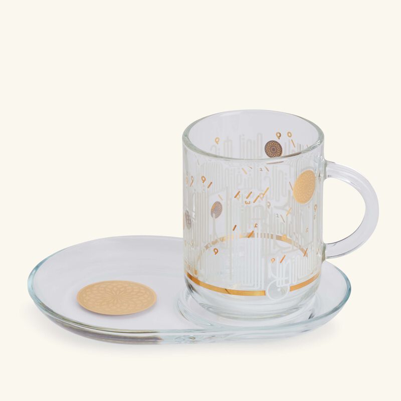 Hayat Mug and Saucer Gold Set of 4 dimlaj hayat mug and saucer gold set of 4