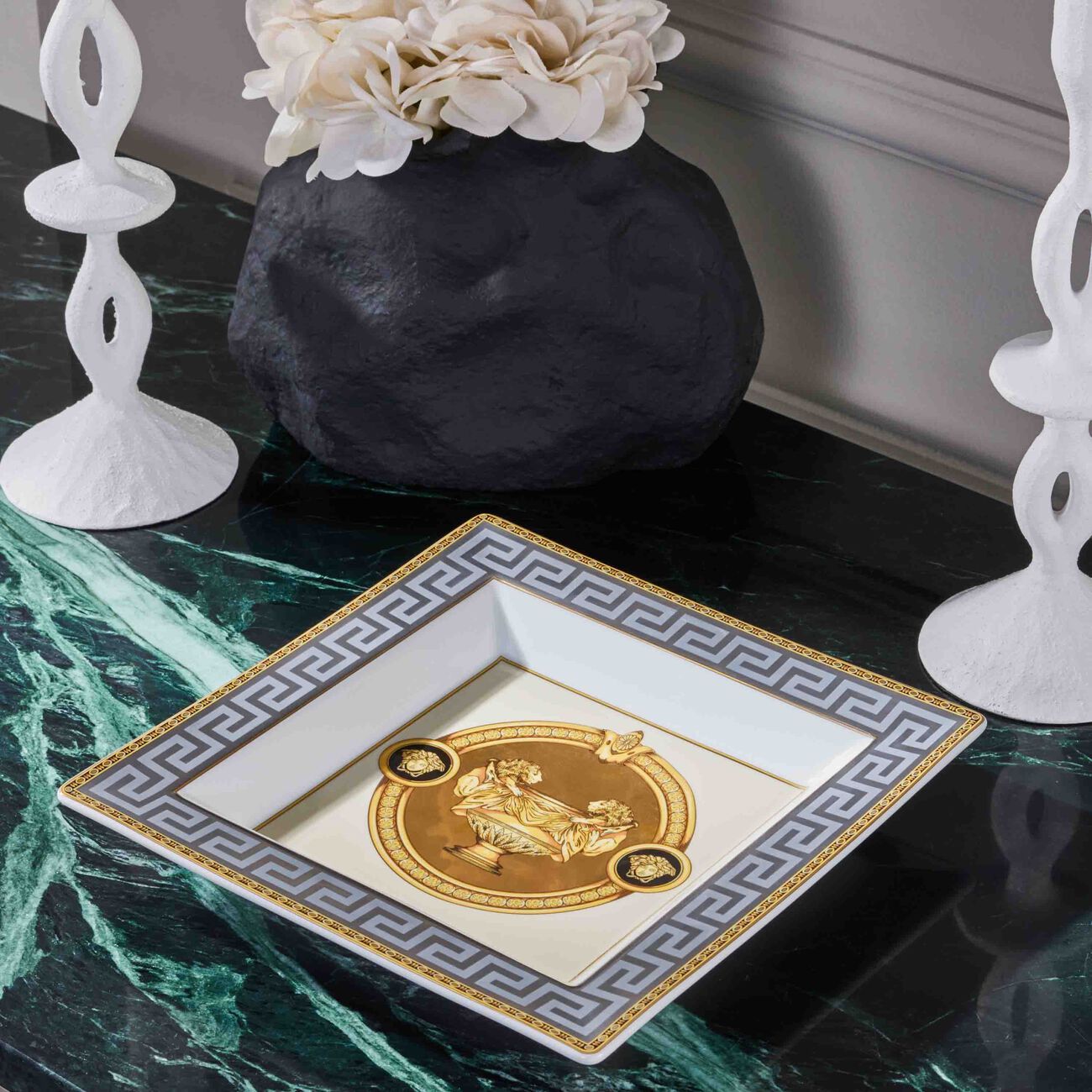 versace prestige gala trinket tray square grey