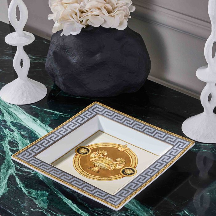 versace prestige gala trinket tray square grey