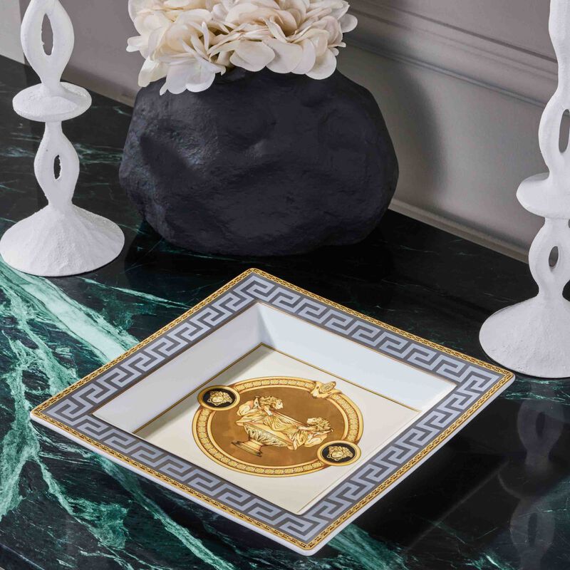 versace prestige gala trinket tray square grey