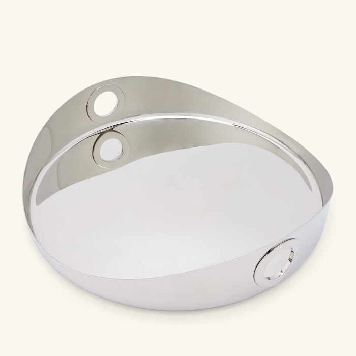 oh de christofle serving tray round large stainless steel