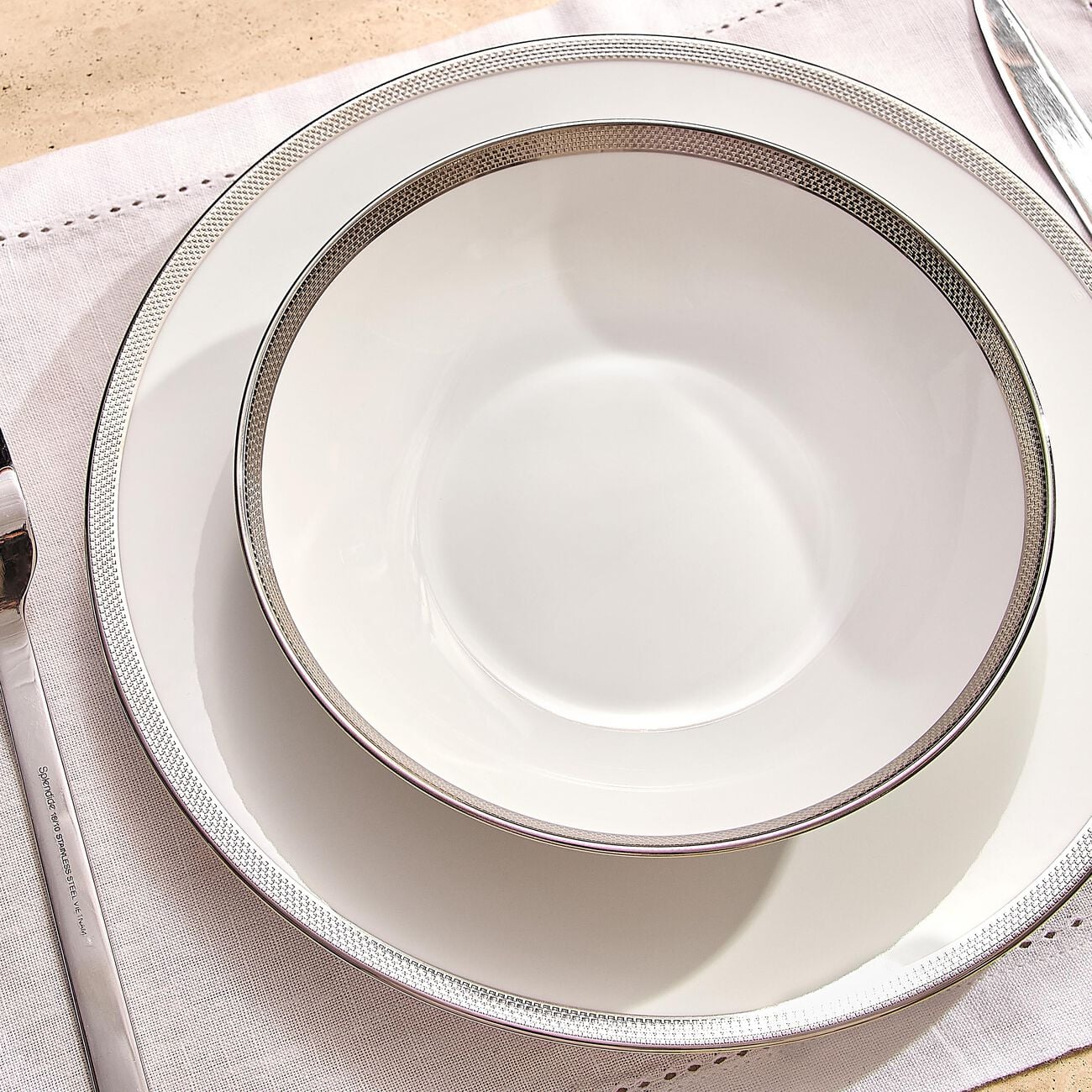 Maille Platine Soup Plate White 19cm bernardaud maille platine soup plate white 19cm