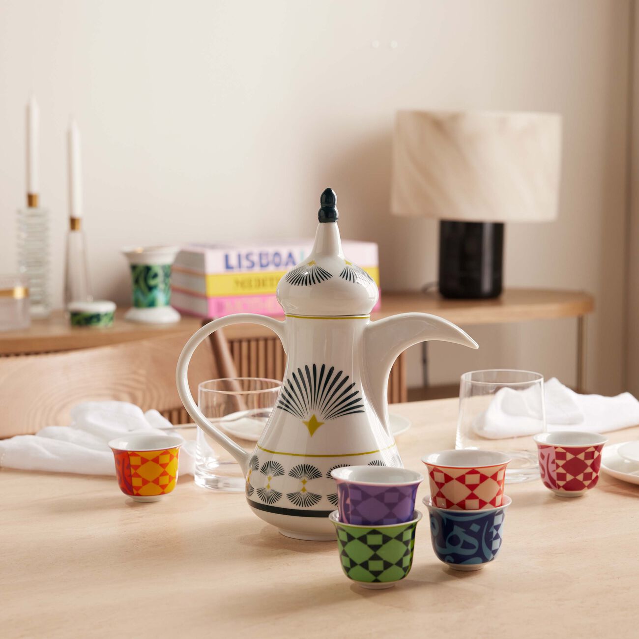 Bahja Dallah & Arabic Coffee Cup Set Of 8 silsal bahja dallah arabic coffee cup set of 8